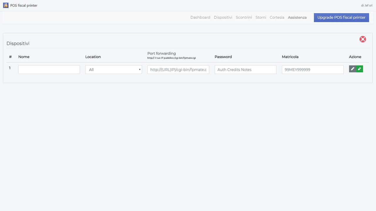 Painel de configuração para cada impressora individual