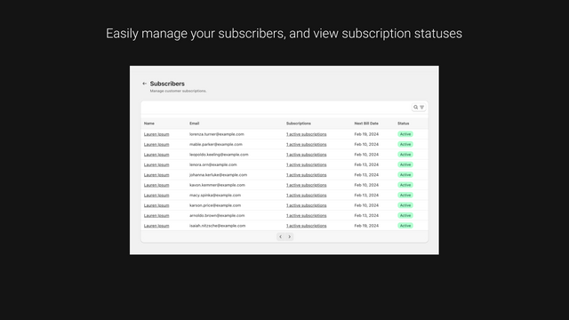 Easily manage your subscribers, and view subscription statuses