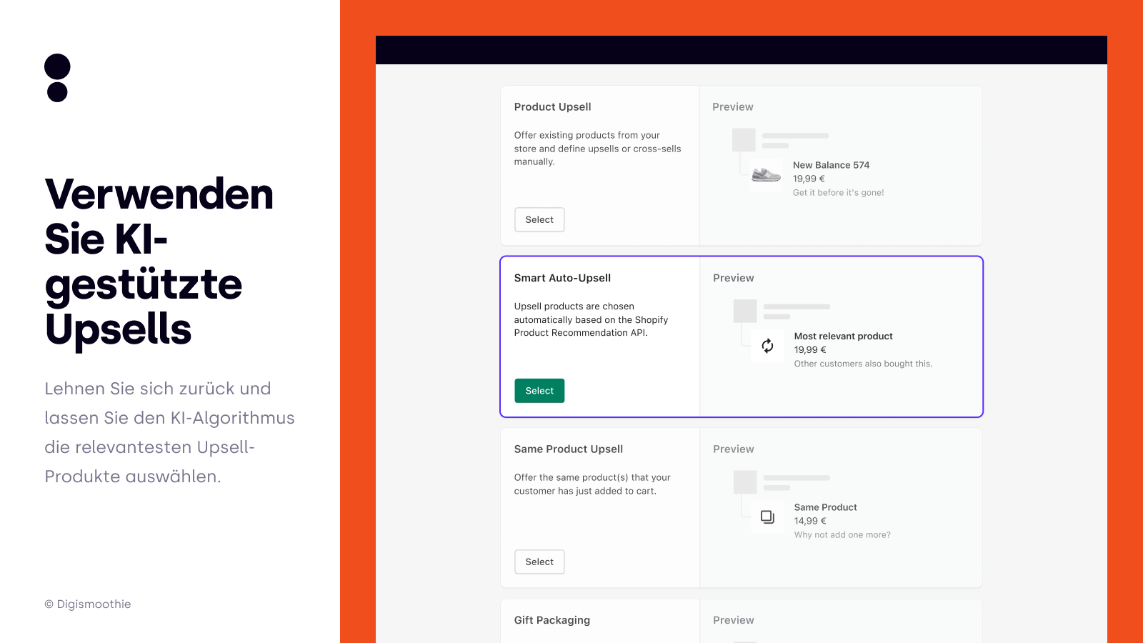 Lassen Sie die KI das relevanteste Upsell auswählen
