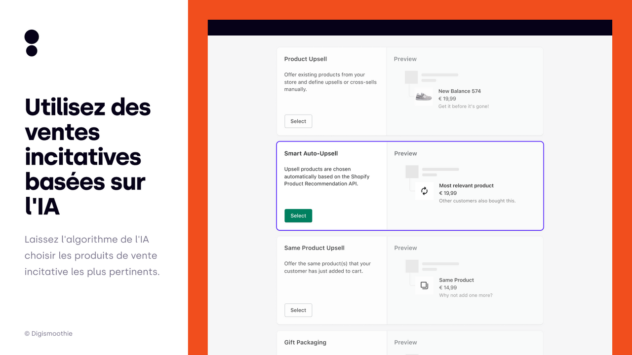 Smart Auto-Upsell — L'IA choisira la vente incitative pertinente