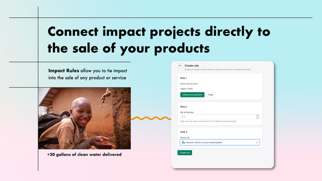 Reliez directement les projets d'impact à la vente de vos produits