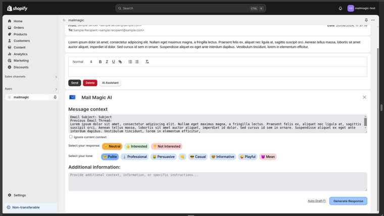 Mail Magic: ChatGPT AI Email Screenshot