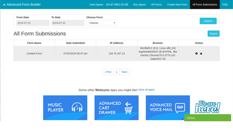 Custom Form Builder by Websyms Screenshot