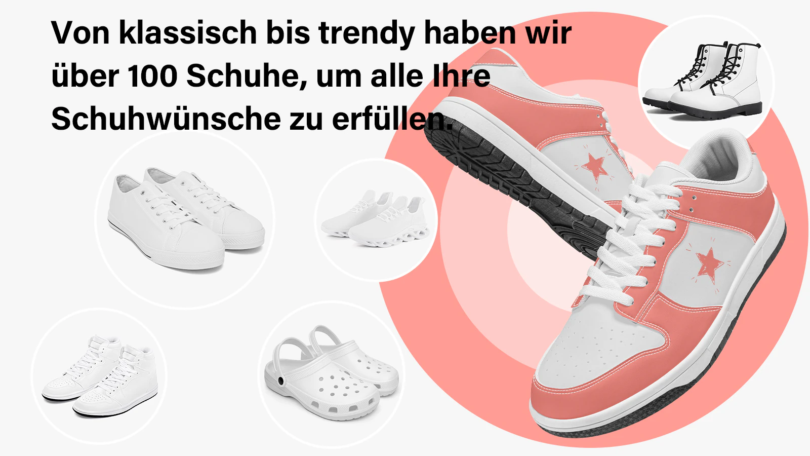 Über 100 Print-on-Demand-Schuhe mit individuellen Designs.