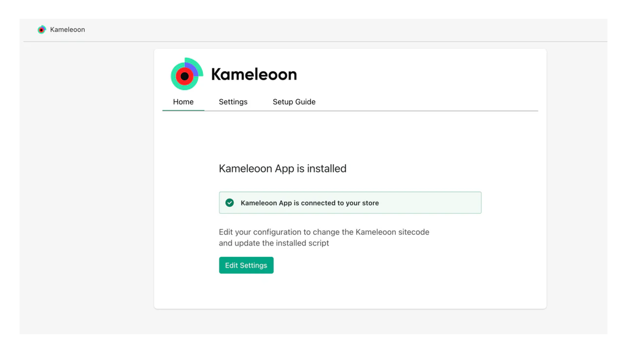 Proceso de configuración de la aplicación Kameleoon