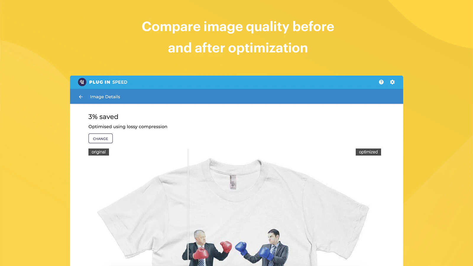 Configuration d'optimisation d'images avec compression lossy et lossless