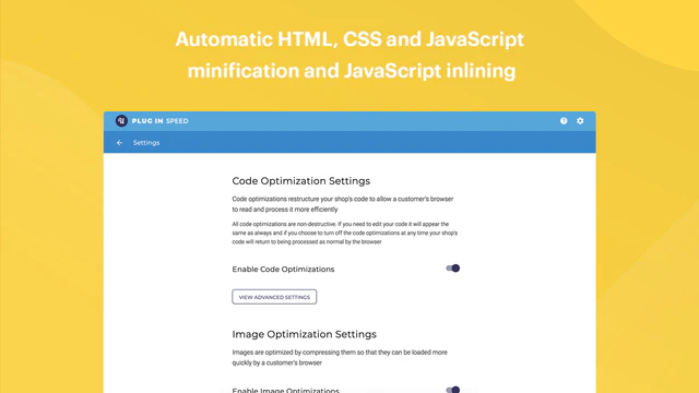 Code optimization setup with advanced settings