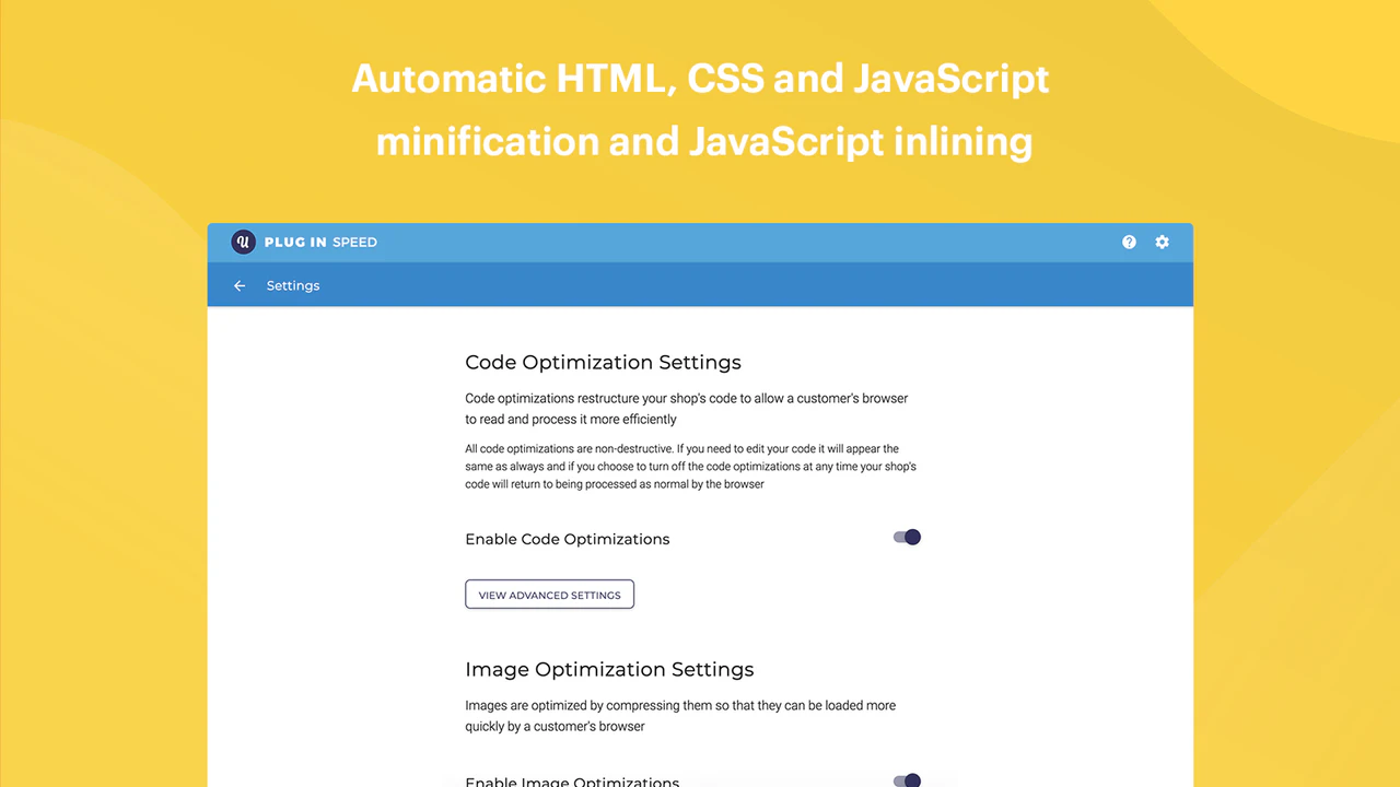 Configuración de optimización de código con ajustes avanzados