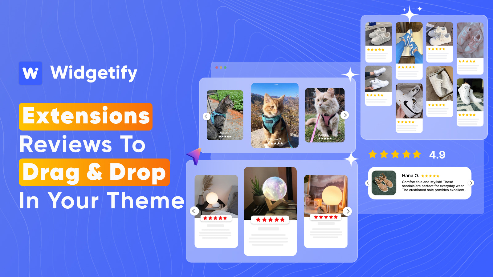 theme extensions reviews widgets to drag and drop in your theme