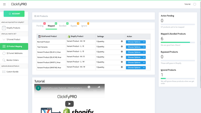 Mapping of product with Clickfunnel's Products