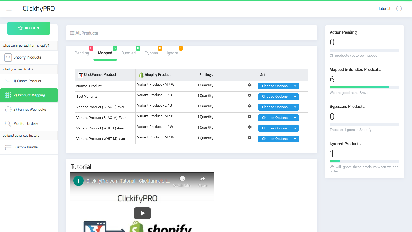 Mapping of product with Clickfunnel's Products