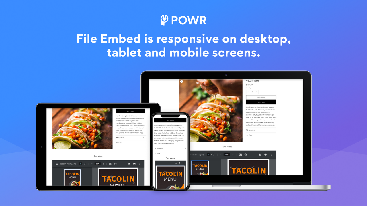 File Embed är responsiv på skrivbord, surfplatta och mobilskärmar.