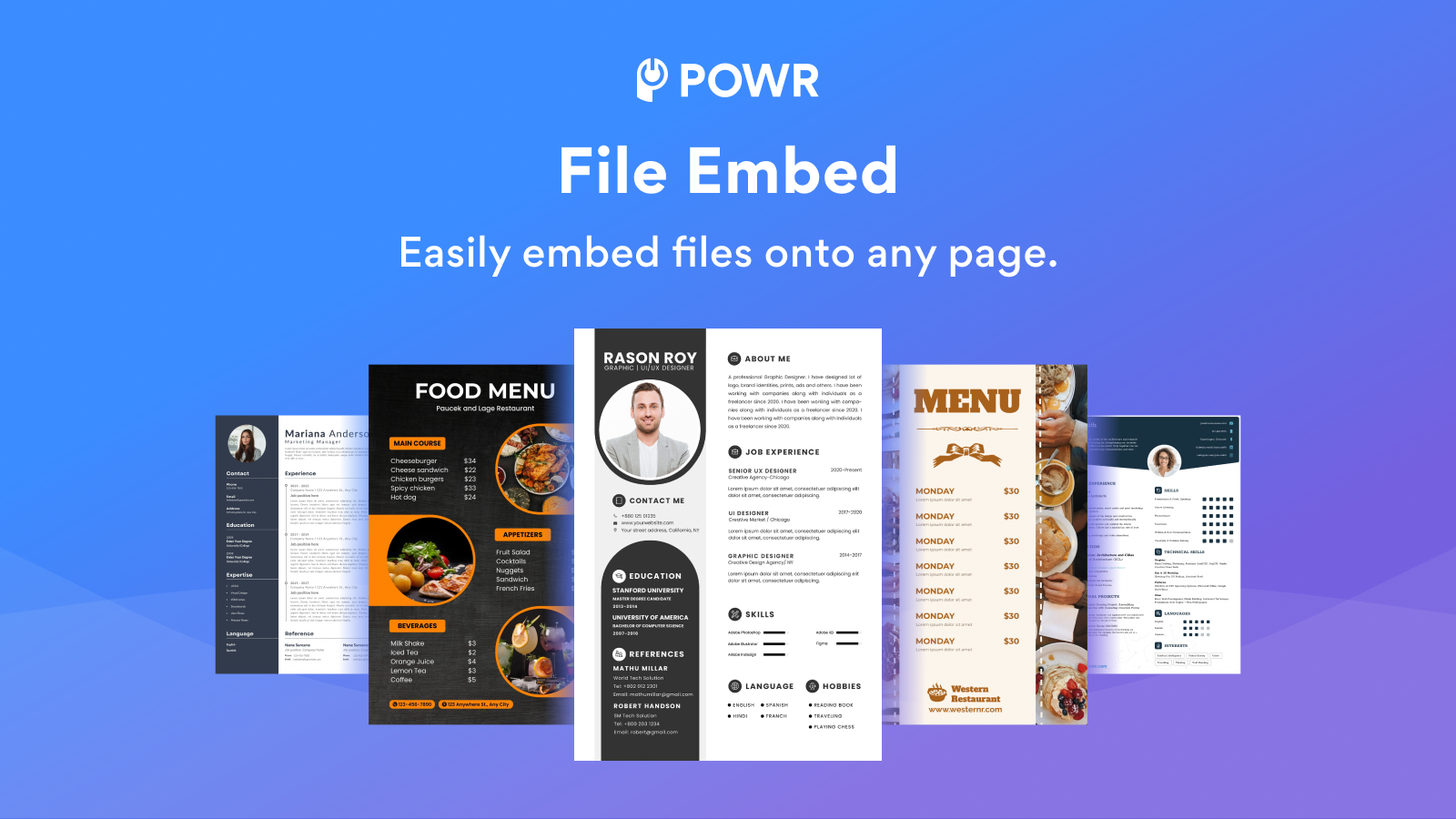 Easily embed files onto any page