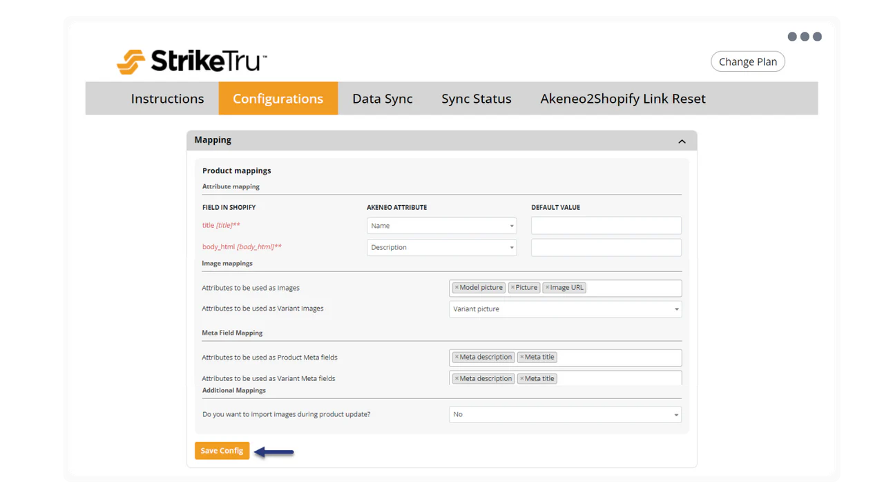 Map your PIM attributes to Shopify fields