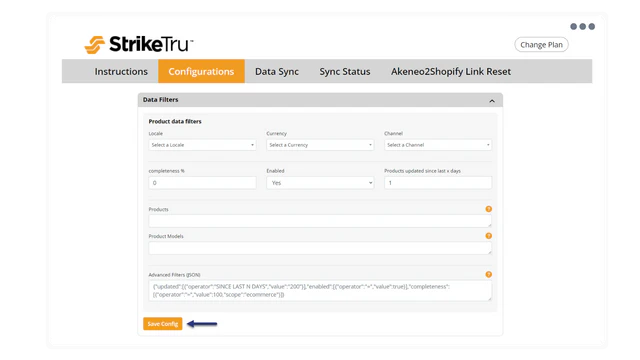 Define what products to import from Akeneo by specifying filters