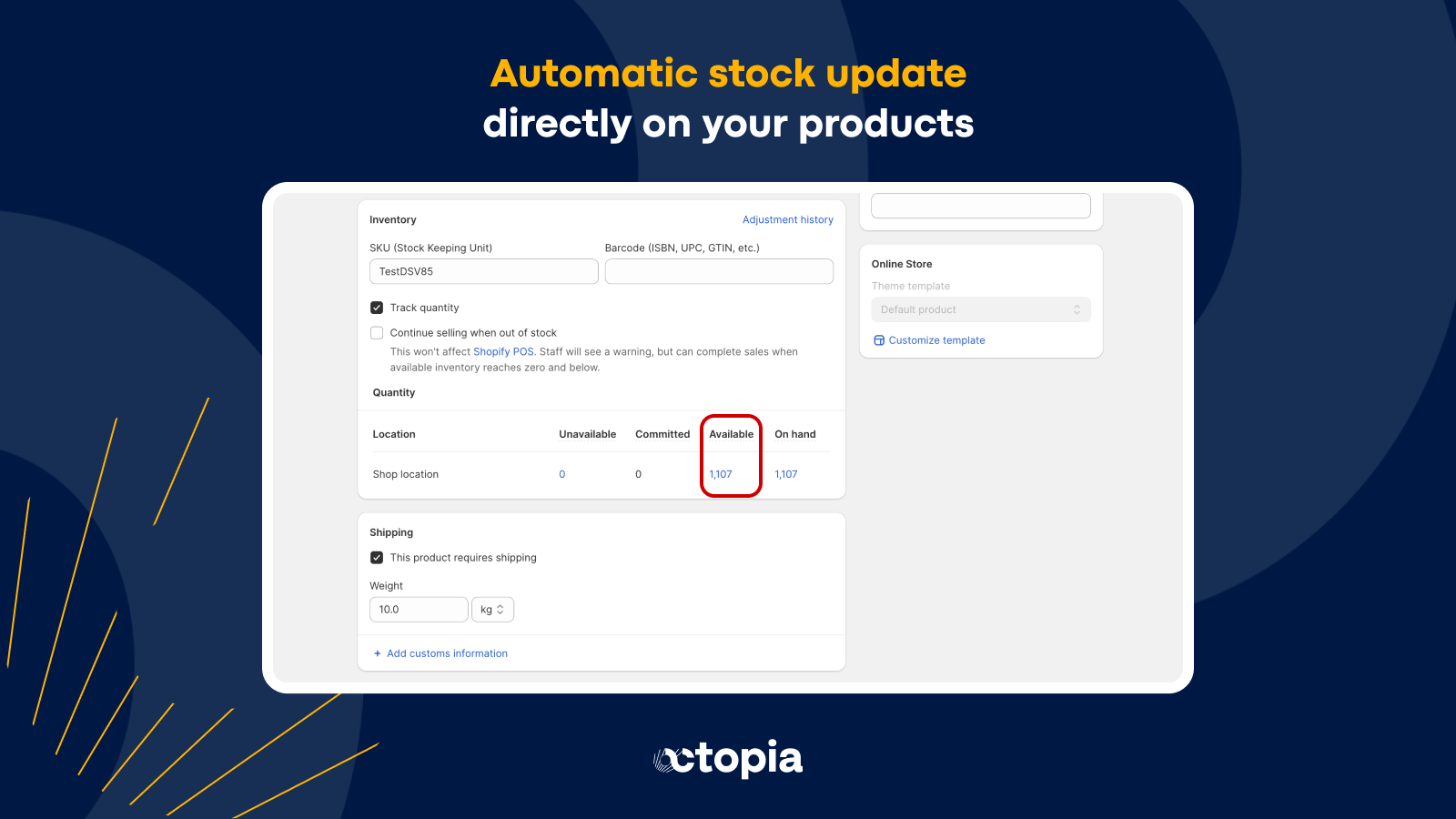 Automatic stock update directly on your products