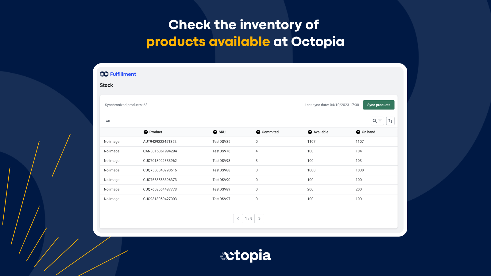 Check the inventory of products available at Octopia