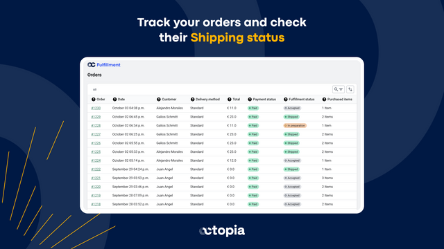 Track your orders and check their shipping status