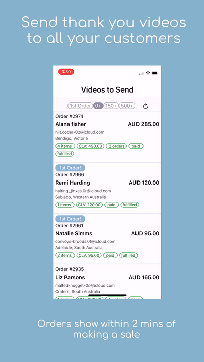 Send thank you videos to all your customers