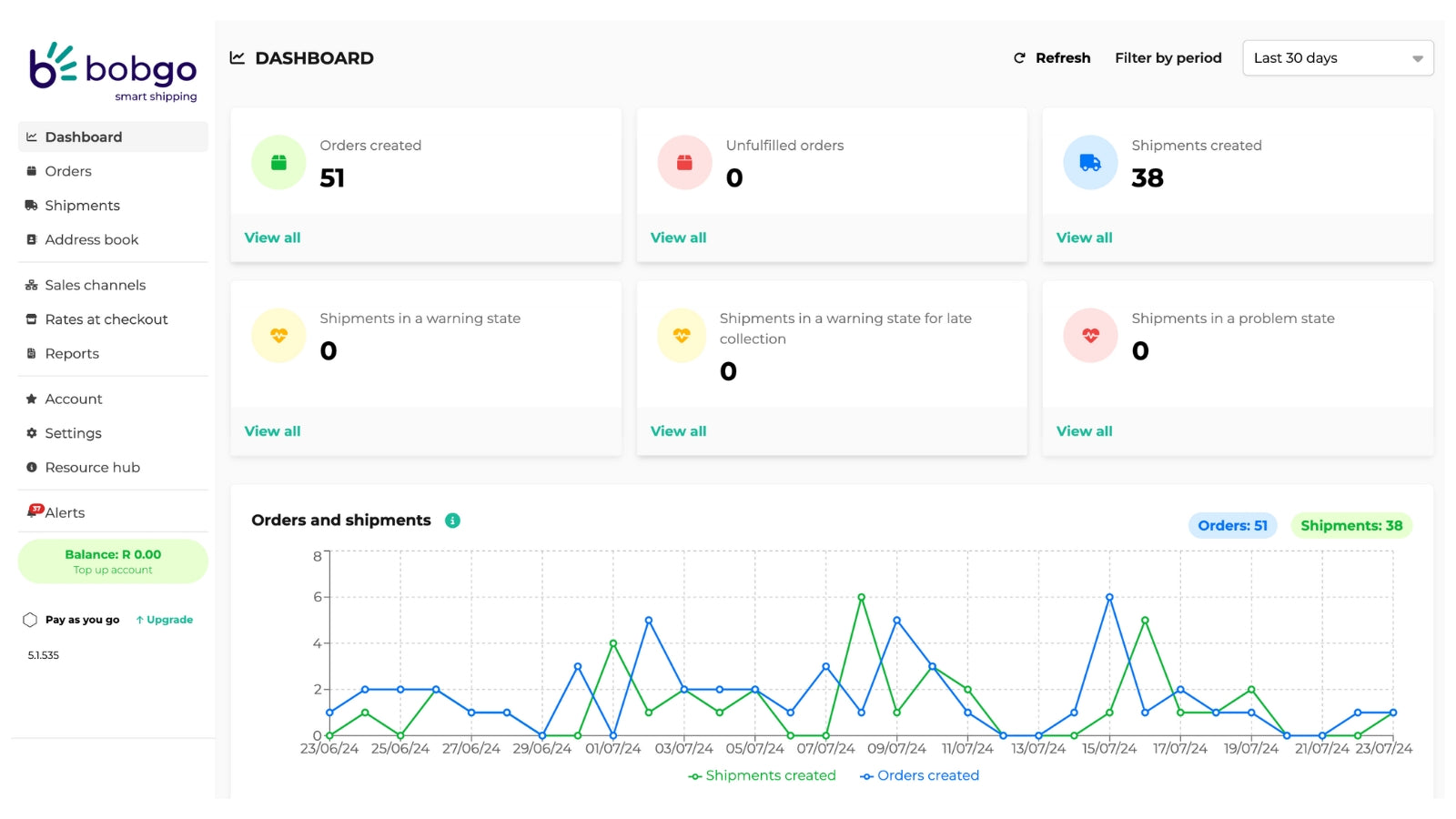 Bob Go smart shipping solution Screenshot