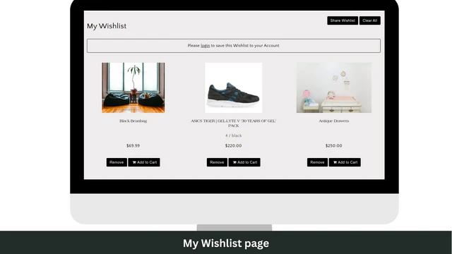 My Wishlist page generated by Smart Wishlist