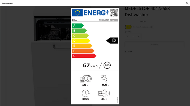 Exemple d'étiquette énergétique de l'UE