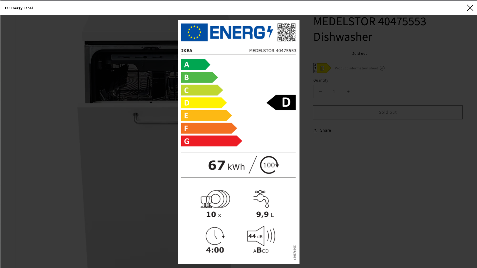 Voorbeeld EU Energy Label