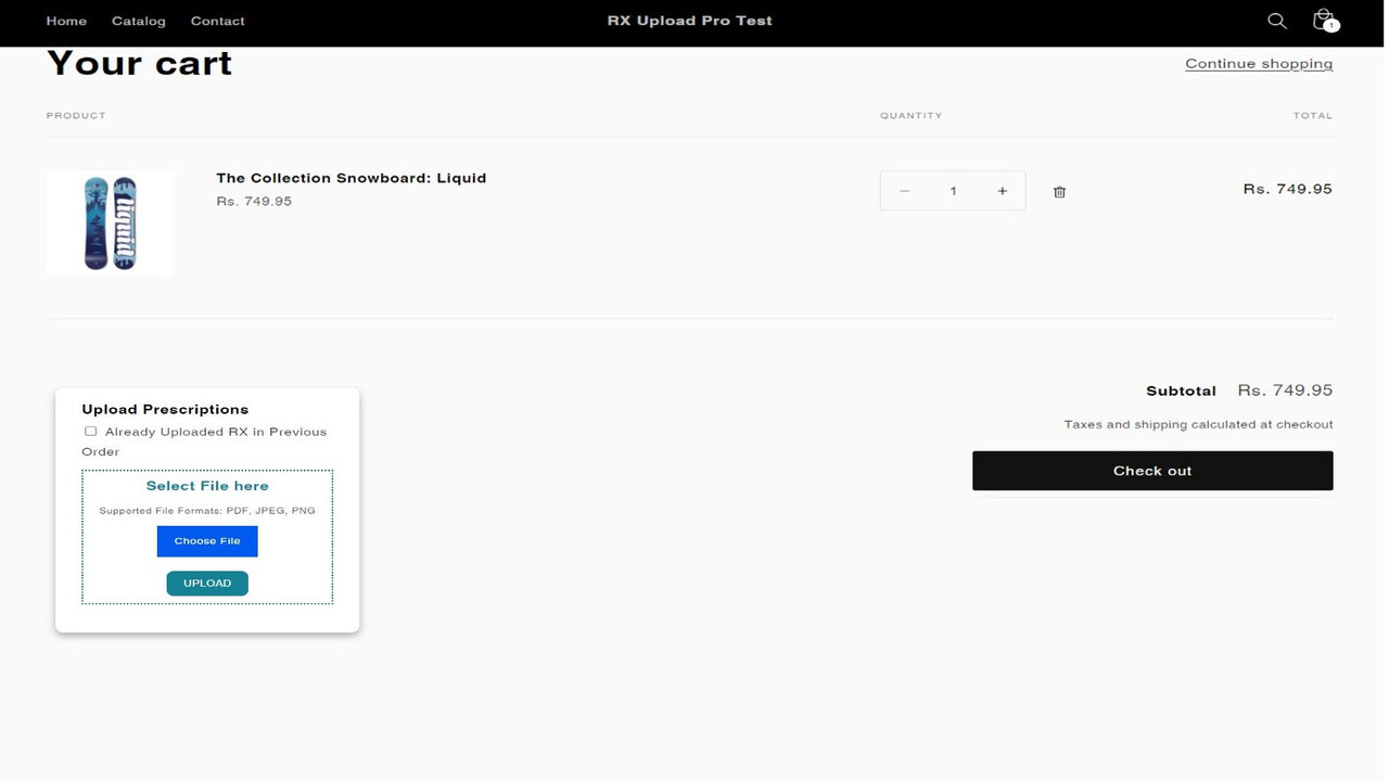 Winkelwagenpagina Recept Upload Sectie