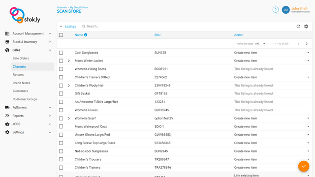 Importe listados utilizando el potente escaneo de tiendas de Stok.ly