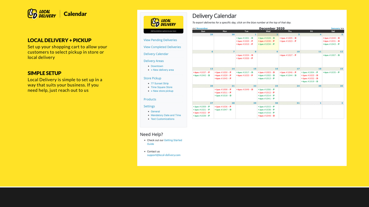 Calendar view and export makes managing your store easy