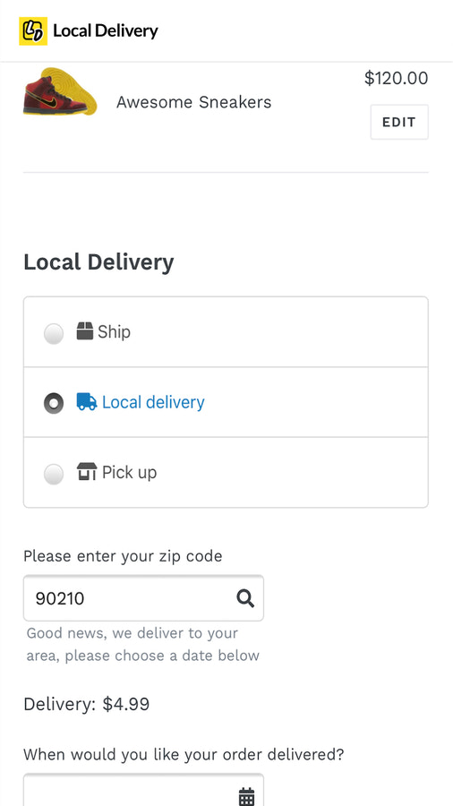 Local Delivery's responsiva design fungerar på alla enheter