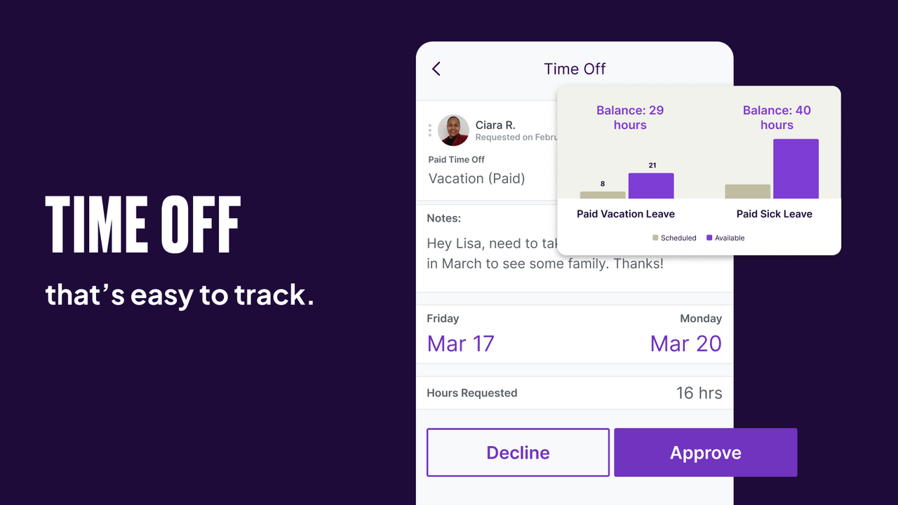 Manage time off requests and create custom PTO policies  