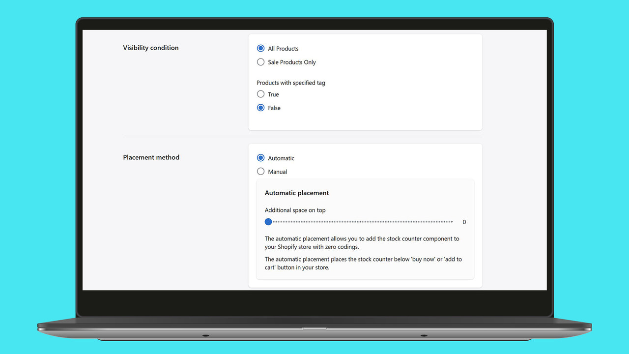 Manual placement and visibility options