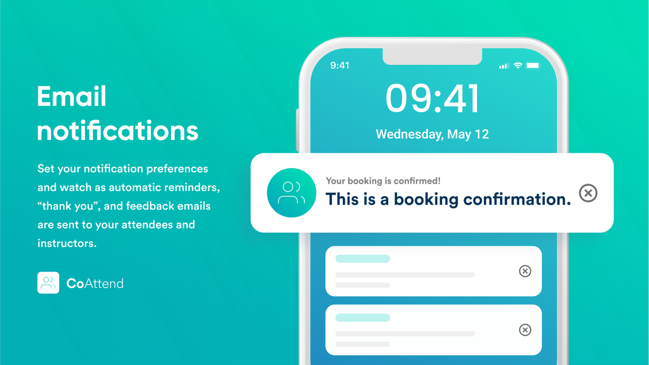 Email notifications to attendees with customized templates..