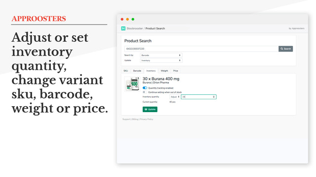 Adjust or set inventory quantities