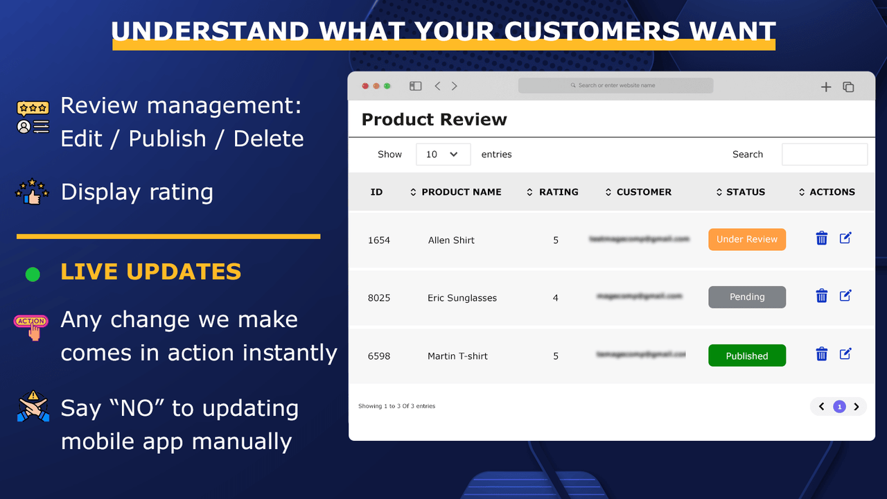 Gerenciamento de avaliações de clientes