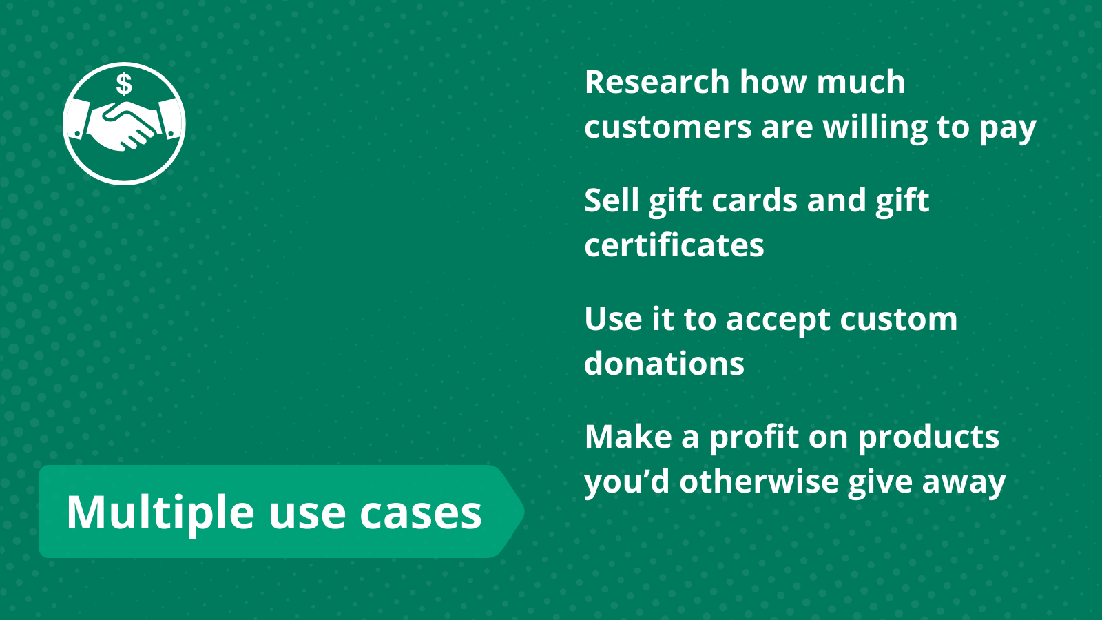 Research, sell gift cards, accept custom donations