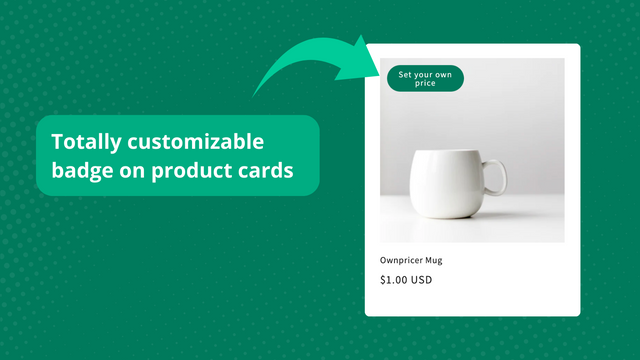 Muestra una insignia en las tarjetas de producto para informar a los clientes