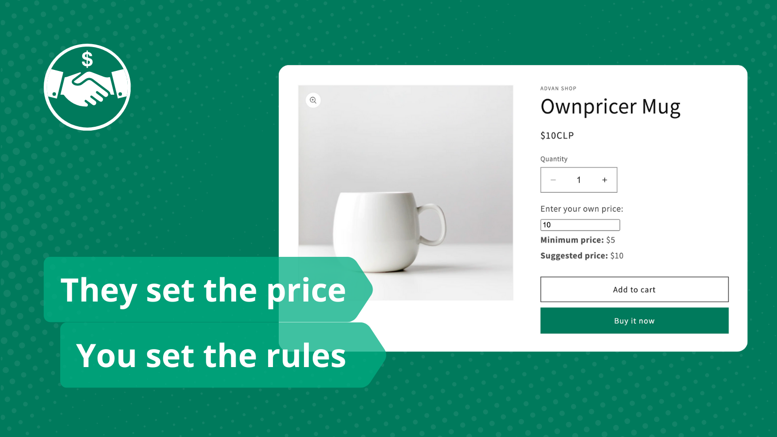 Ownpricer app lets customers decide the price within your rules