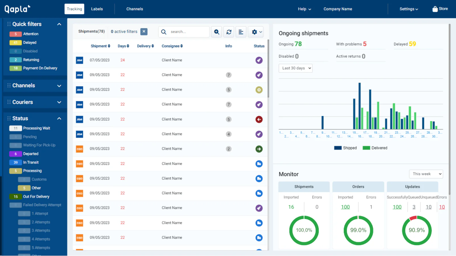 Tracking Panel | Qapla' Labels & Tracking