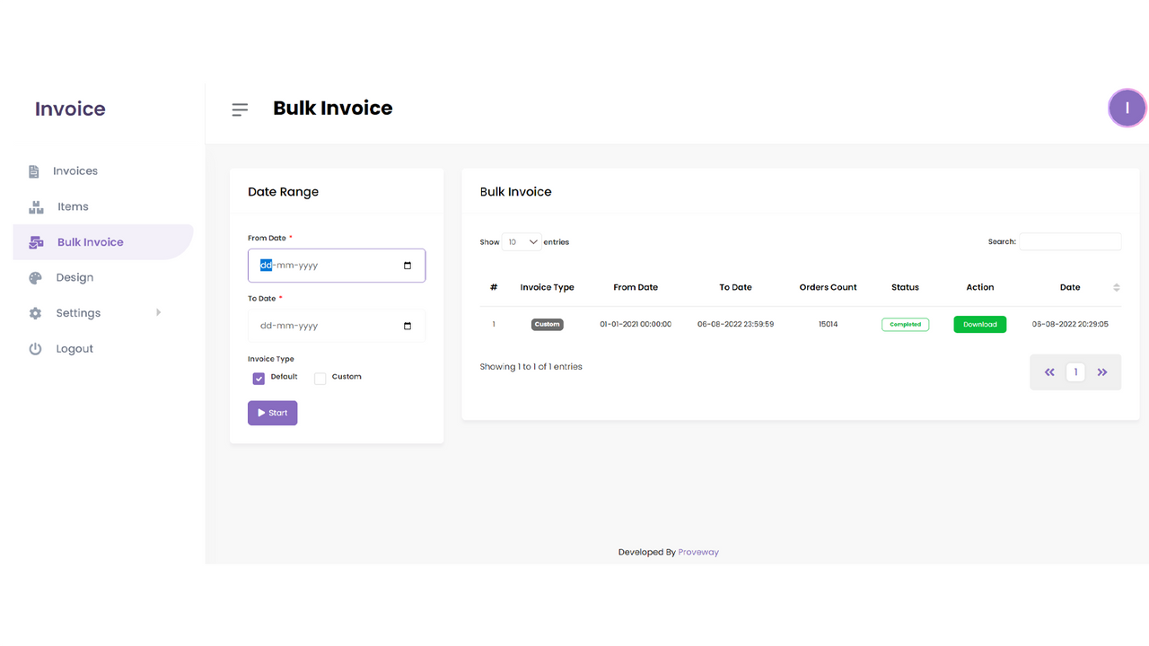 Invoice past order