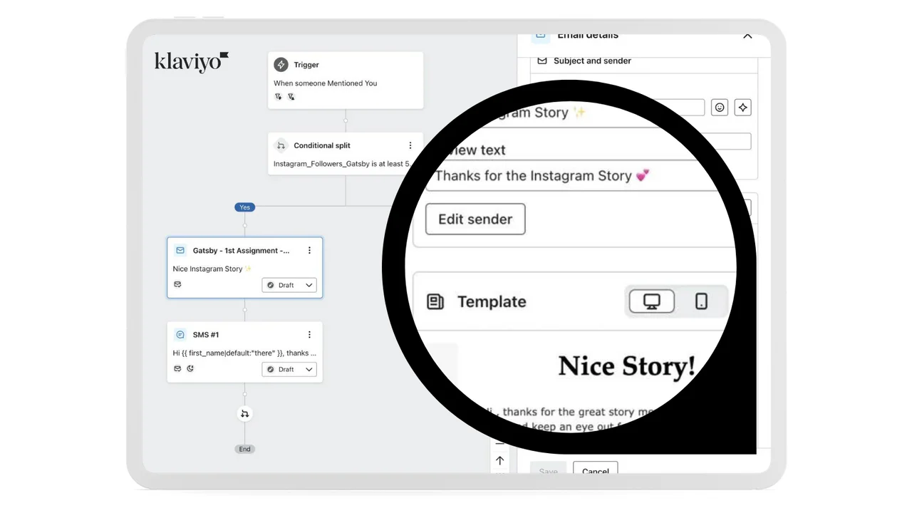 Obtenez des modèles de flux Klaviyo pour l'engagement sur Instagram