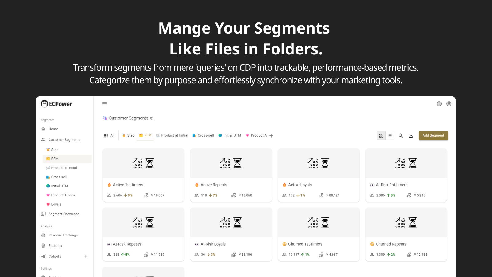 Gérez vos segments comme des fichiers dans des dossiers.
