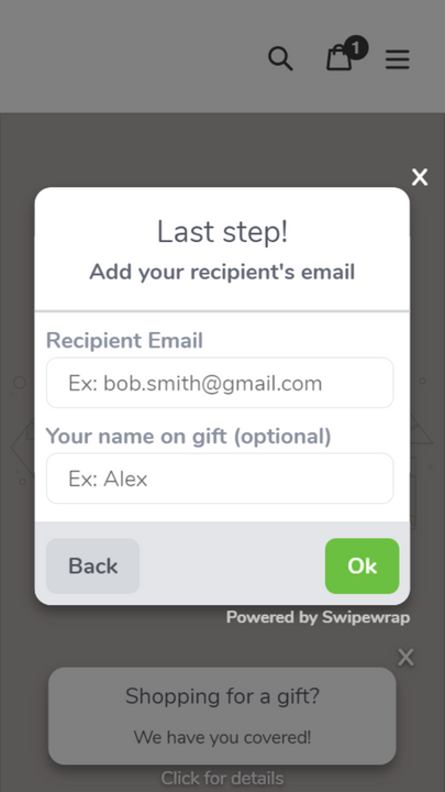 Enter recipient delivery information