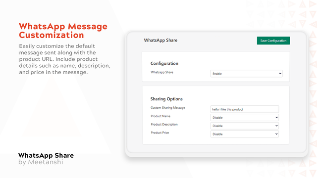 Meetanshi WhatsApp Share Configuration