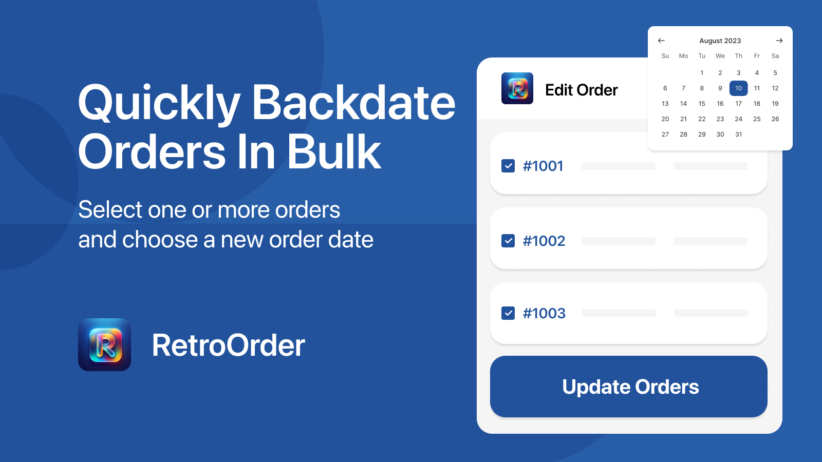 Bulk update orders with RetroOrder