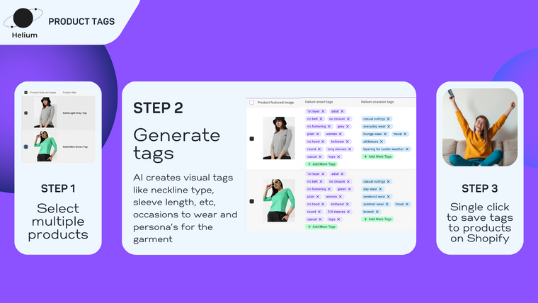 Helium AI Product Tags for SEO Screenshot