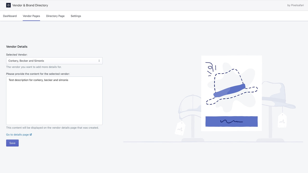 Configuraciones de detalles del proveedor