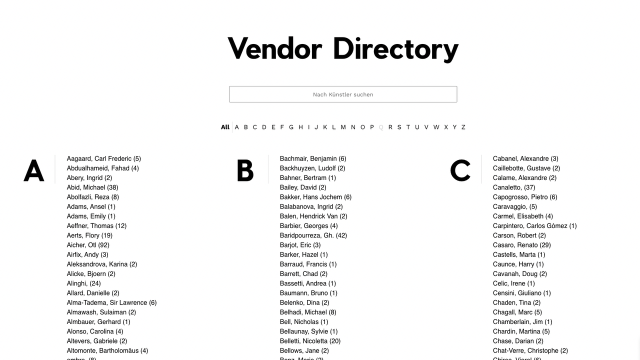 vendor directory preview brand directory