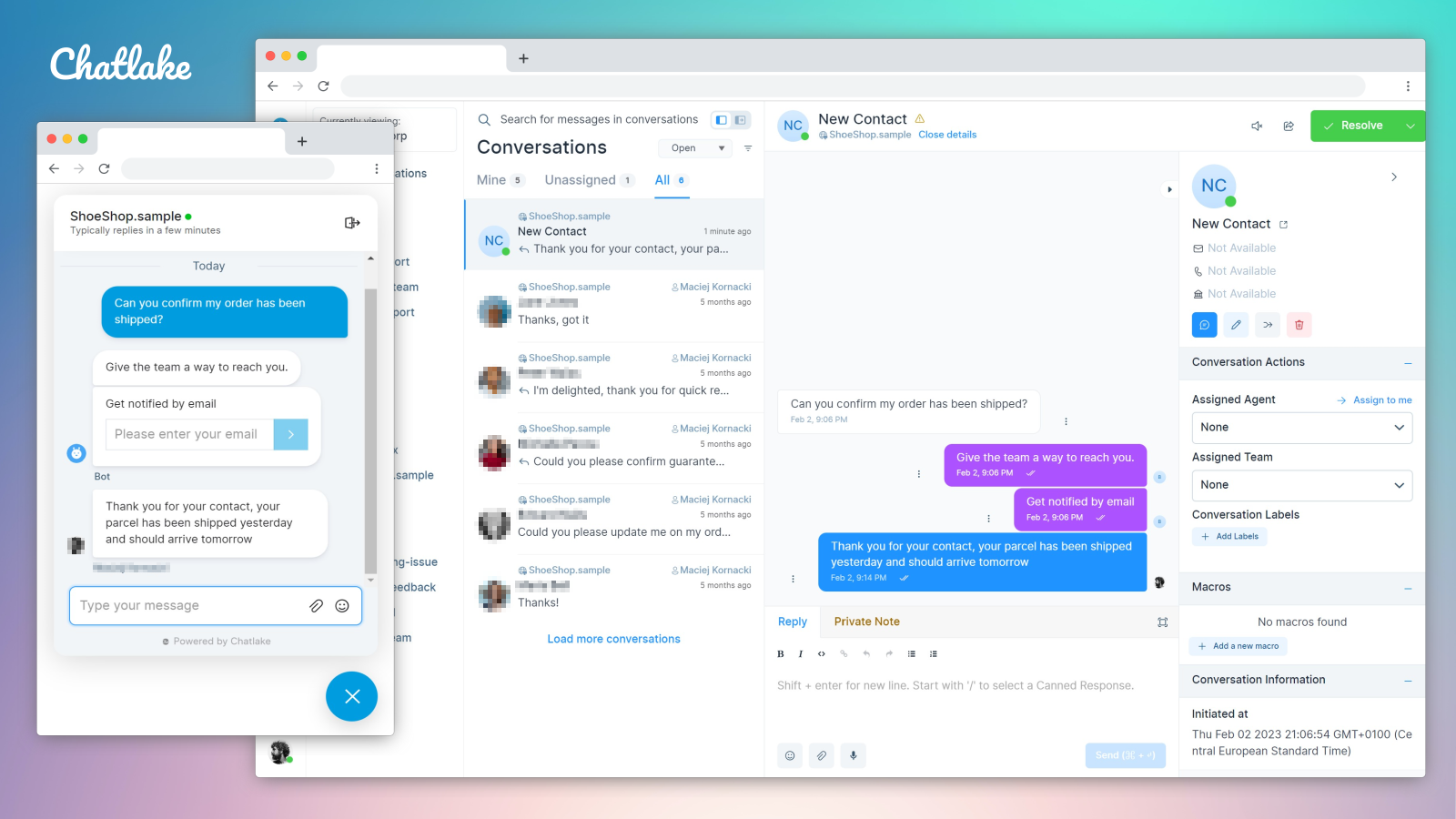 Publication du Webchat sur la vitrine Shopify, conversations UI uniques